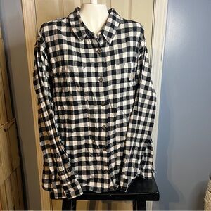 Carhartt Loose Fit Flannel Shirt Women's 3XL Plaid Black Relaxed Long Sleeve